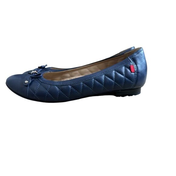 Marc Joseph Navy Blue Leather Quilted Pearl Ballet Flats | 9.5 - Picture 2 of 11